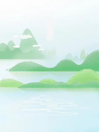 小清新插画山脉免抠