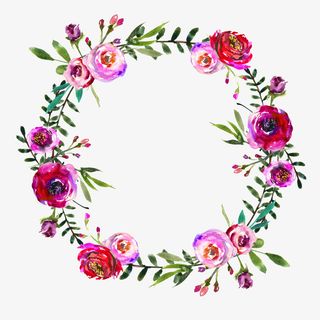 手绘蔷薇花边框装饰免抠
