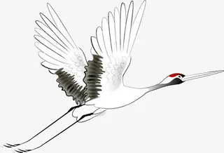 水墨画中的仙鹤免抠