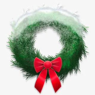 圣诞节松针花环积雪免抠