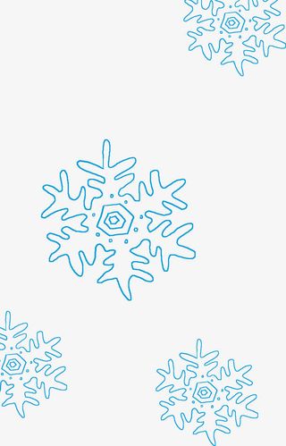 手绘蓝色冬季雪花免抠