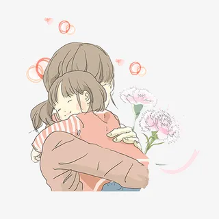 幸福母女手绘温馨母亲和孩子素材免抠 幸福母女手绘温馨母亲和孩子素材免抠