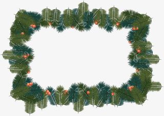 绿色松树枝装饰边框免抠