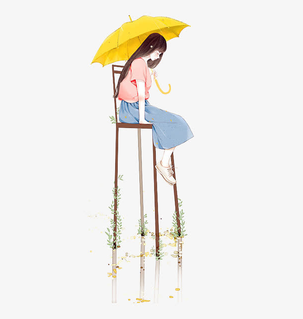 打雨伞的女孩免抠