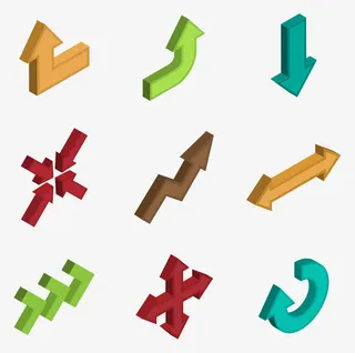 彩色立体箭头图形免抠