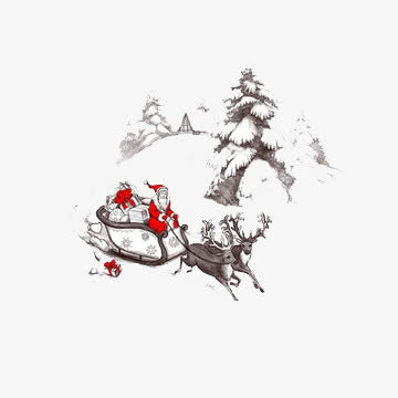 圣诞老人雪地行走免抠
