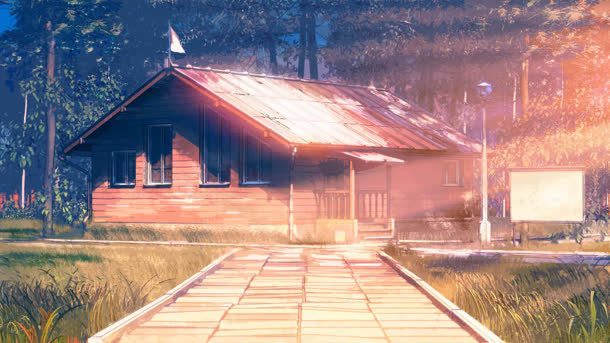 唯美日系治愈风场景插画免抠