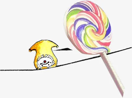 彩绘棒棒糖杂耍小孩六一儿童节免抠