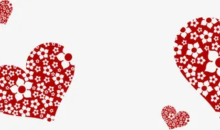 教师节红色爱心花朵免抠