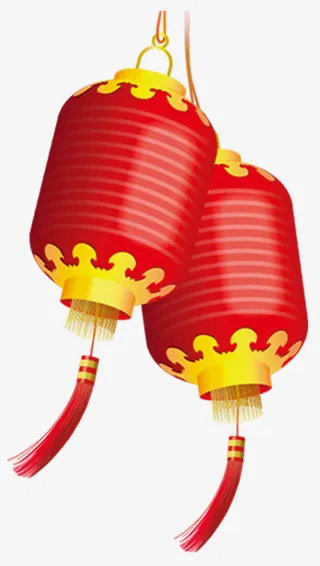 两只红色灯笼免抠