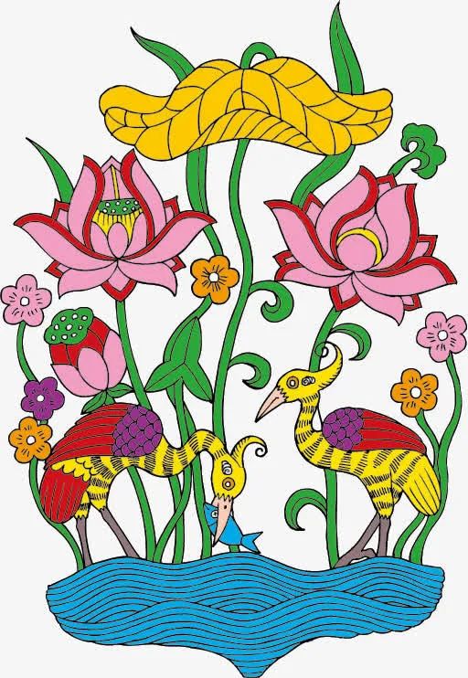 手绘传统仙鹤免抠