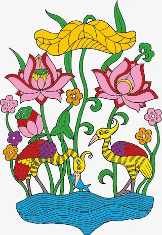 手绘传统仙鹤免抠