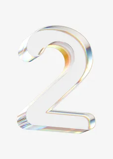 立体水晶透明金边数字2免抠