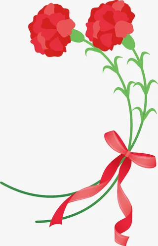 红色美丽母亲节康乃馨免抠