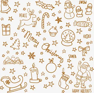 棕色卡通圣诞节边框纹理免抠