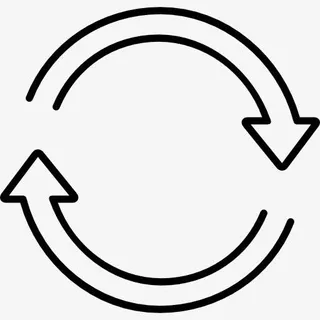 两箭顺时针转动圈超薄轮廓图标免抠