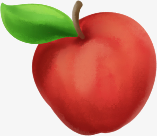 手绘素材绿色食物苹果免抠