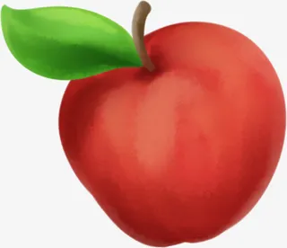 手绘素材绿色食物苹果免抠