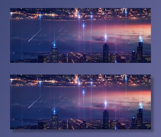 城市大气创意对称紫色banner高清商务科技背景