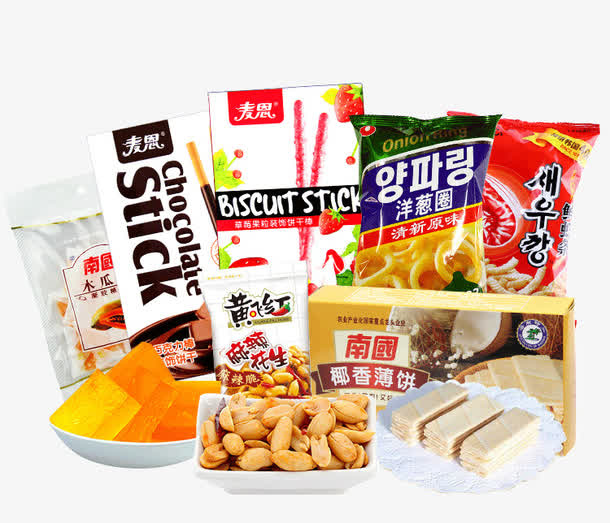 休闲零食大礼包免抠标签元素