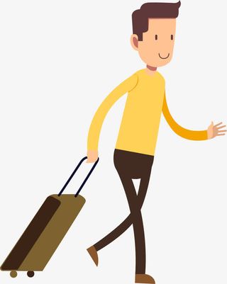 手拿拉杆箱的游客免抠