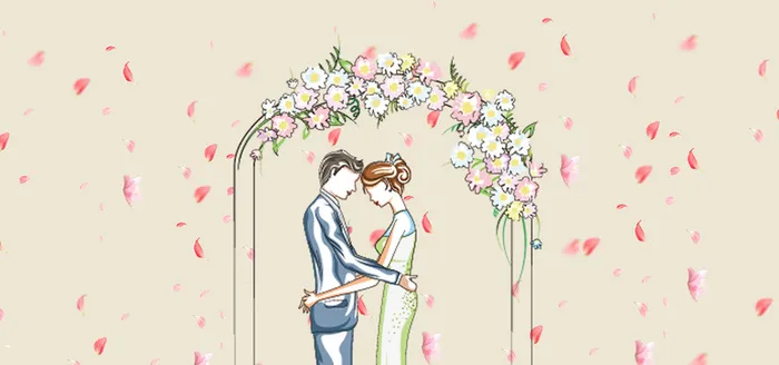 花瓣婚礼梦幻浪漫棕色banner背景高清