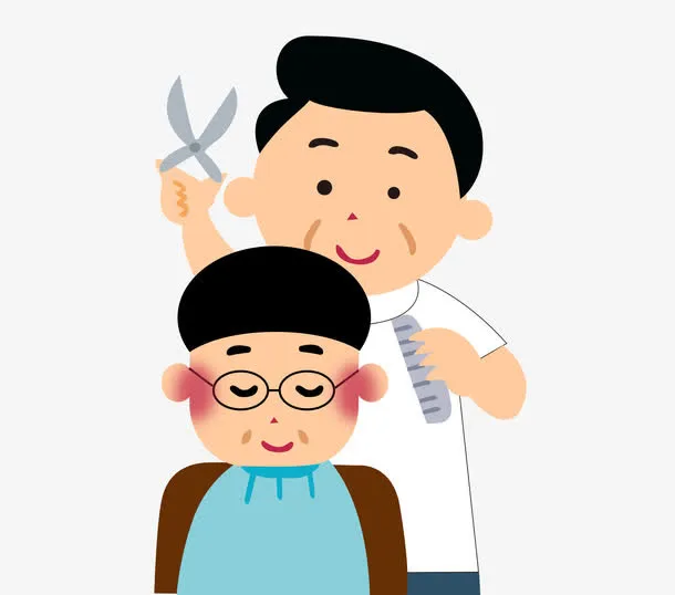 理发店剪头发的男孩免抠