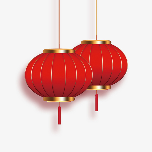 红丝绒灯笼新年气氛免抠节日元旦/春节/元宵元素