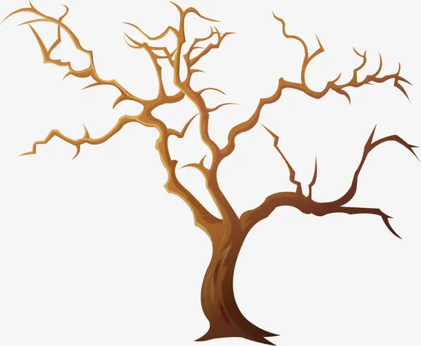 矢量手绘枯木免抠