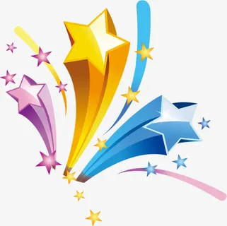 紫色蓝色黄色立体星星免抠