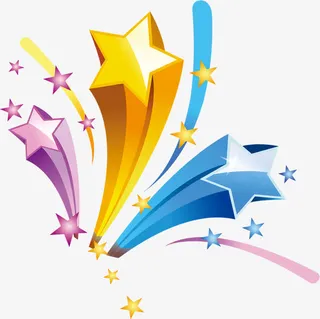 紫色蓝色黄色立体星星免抠