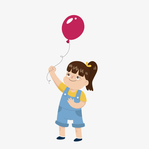拿着红色气球的小女孩免抠