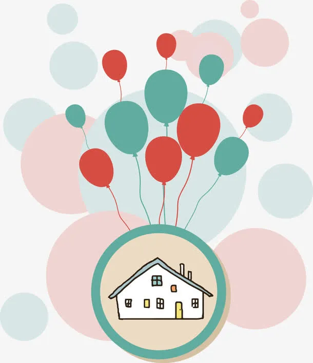 可爱儿童画飞屋矢量图免抠