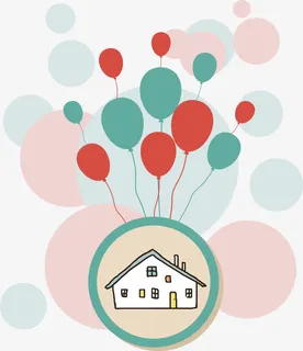 可爱儿童画飞屋矢量图免抠