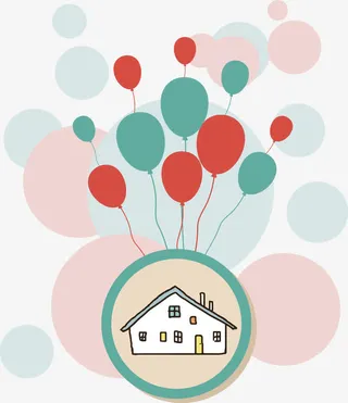 可爱儿童画飞屋矢量图免抠