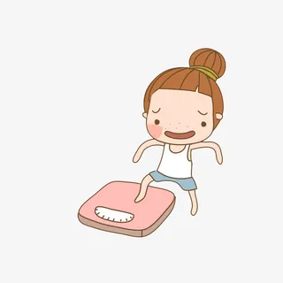 卡通小心秤体重的女孩素材免抠