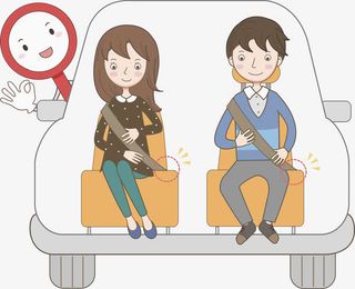 卡通系安全带的孩子免抠