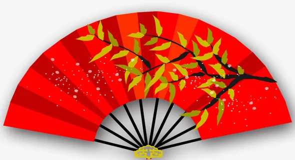春节喜庆扇子素材免抠