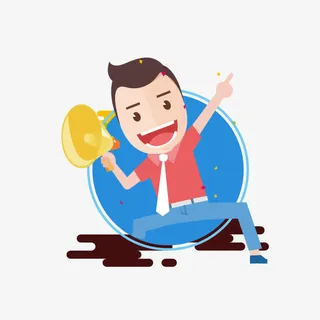 拿喇叭的卡通人物免抠