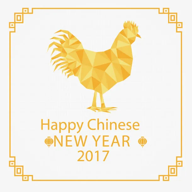 矢量中国新年和多边形公鸡背景