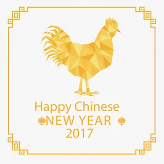 矢量中国新年和多边形公鸡背景
