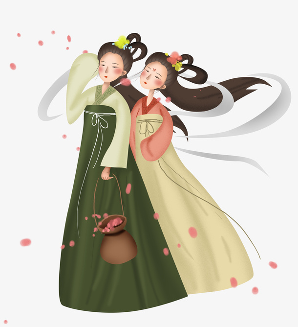 手绘古代美女人物免抠