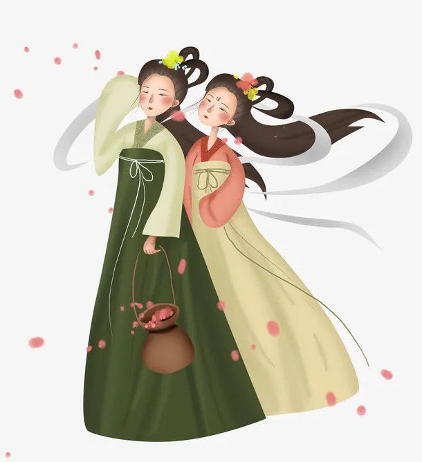 手绘古代美女人物免抠