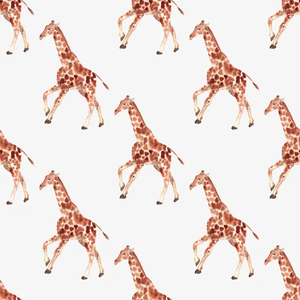 动物，循环，手绘，水彩，长颈鹿免抠
