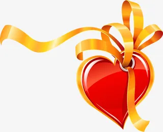 黄色丝带红色爱心招聘免抠