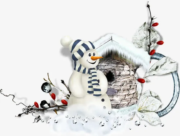雪人和小屋子免抠