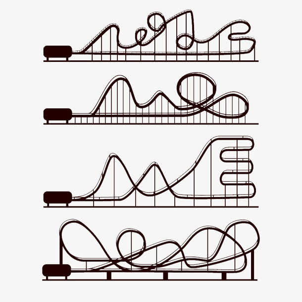 4款云霄飞车剪影矢量素材免抠