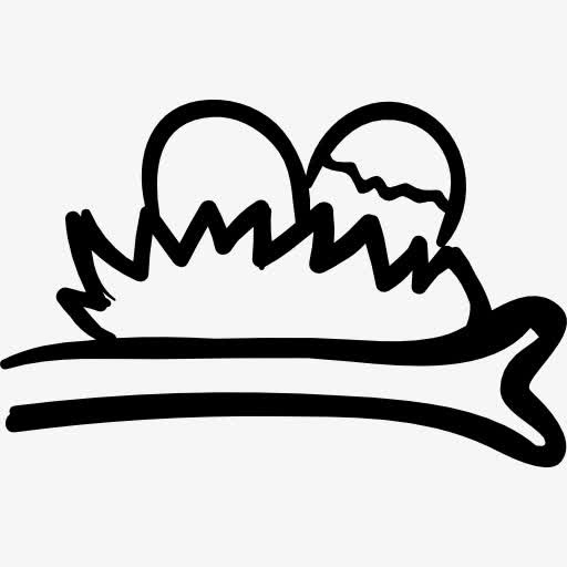 鸡蛋在巢在树枝上手绘轮廓图标免抠