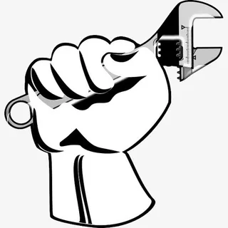 卡通灰色简约手拿扳手插画免抠免抠