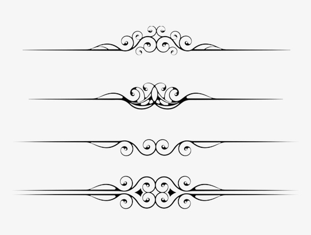 手绘黑色花纹线条免抠